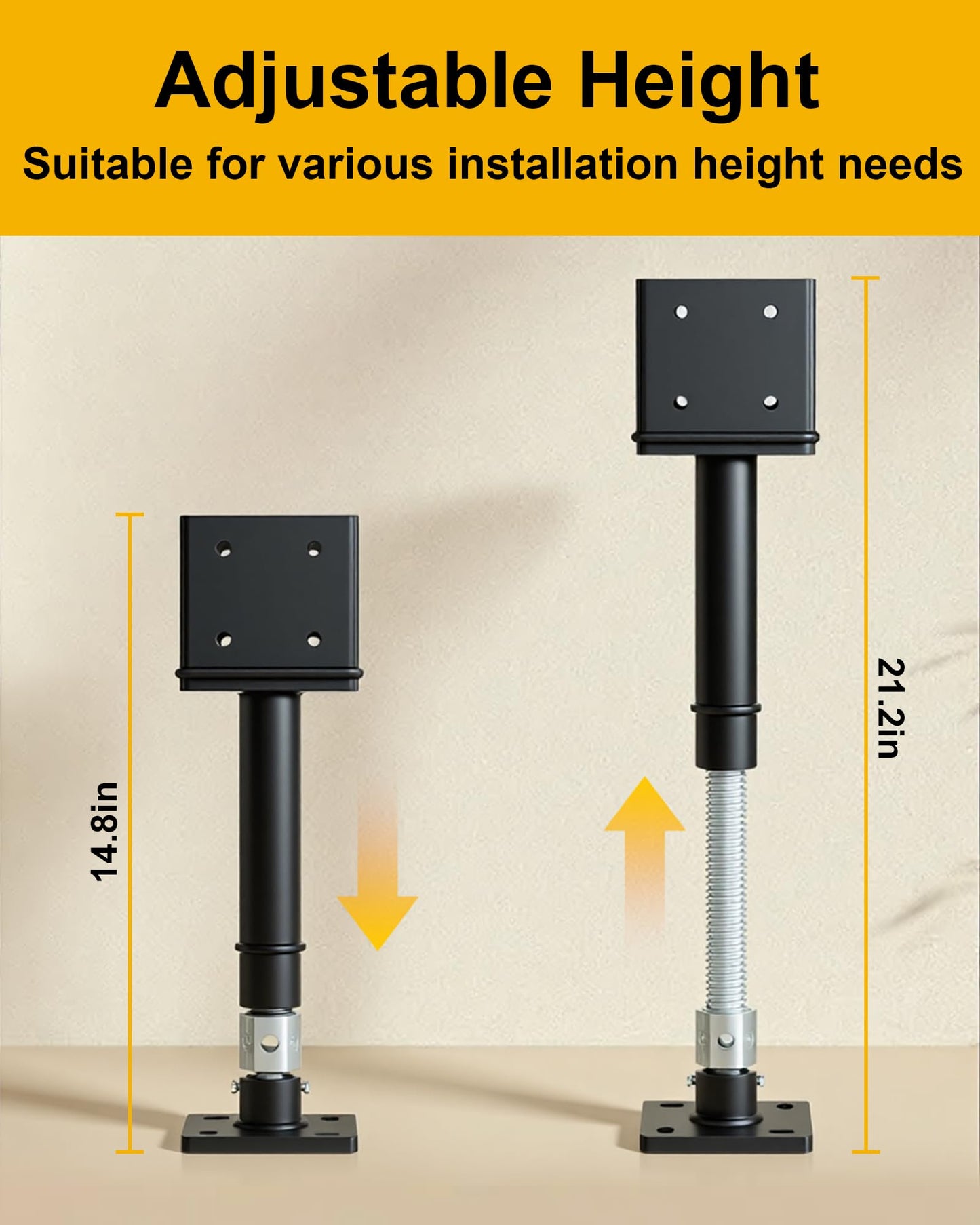 FMhotu Screw Jack Post Kit, 4" x 4" Adjustable Shore Jack & Purlin Splicer, 66000 lbs Max Load Capacity, Temporary House Pole for Leveling, Lifting Floor Crawlspace Basement Shore Beam