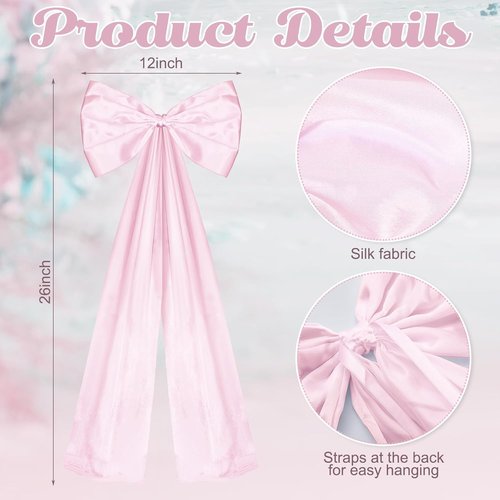 Knitgrip Large Wedding Pew Bows - Elegant Satin Ribbon Decorations | 12 x 29.5 Inch | Pink, 24 Pcs