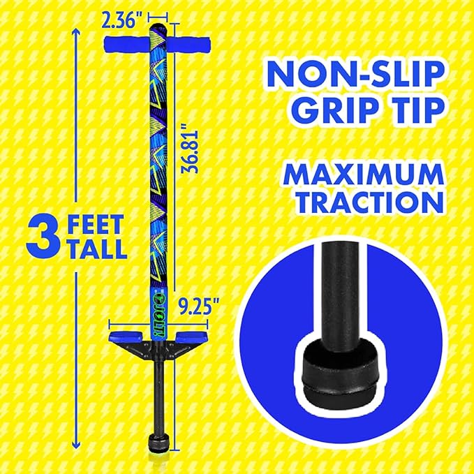 Flybar Jolt Pogo Stick for Kids Ages 6 and Up, 40 to 80 Pounds, Perfect for Beginners, Easy Grip Foam Handles, Anti-Slip Foot Pegs, Outdoor Jumper Toys for Boys & Girls, Outside Toys for Kids