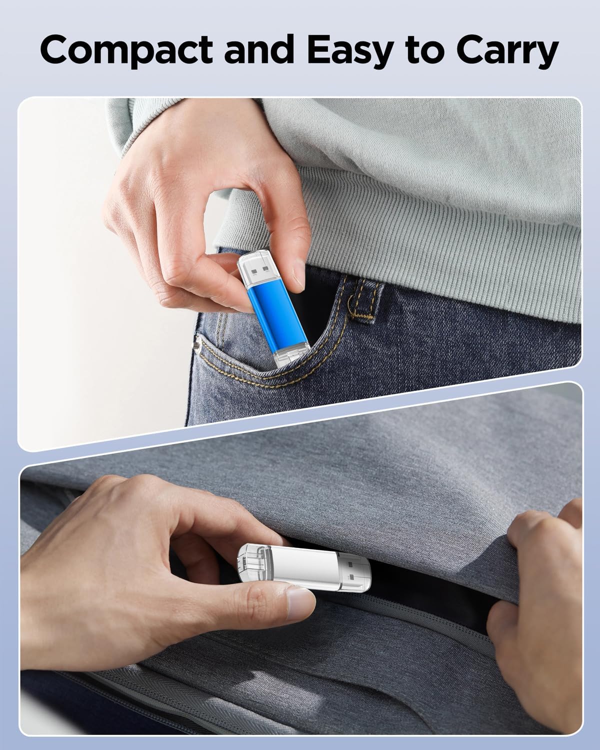 AreTop 16GB 2.0 16GB 2-in-1 16/15, 5 Pack USB C Thumb Drive USB Dual Flash Drive USB Drive Portable Type-C Memory Stick