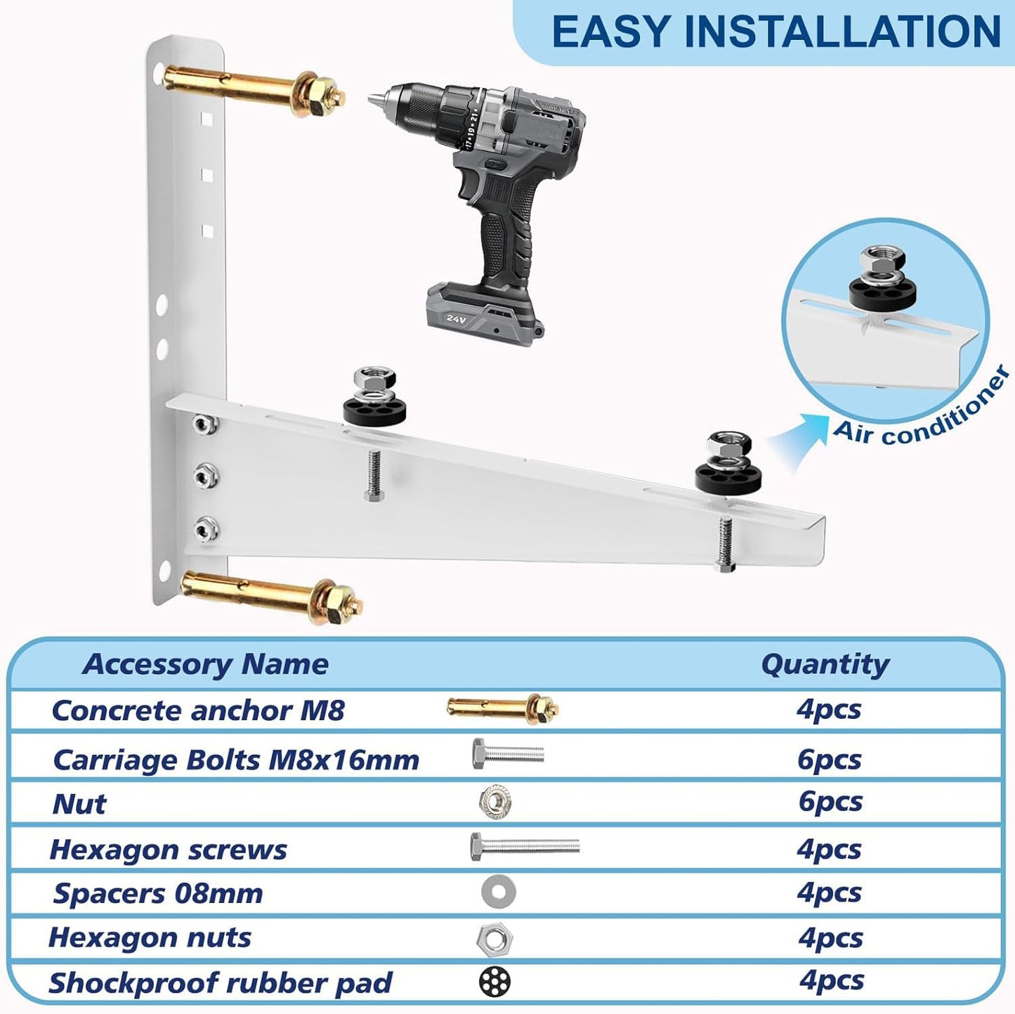 Ogival Outdoor Mini Split Wall Mounting Bracket for 9,000-18,000 BTU Air Conditioner, Heavy Duty AC Support Bracket for Outside, Holds Up to 330lbs