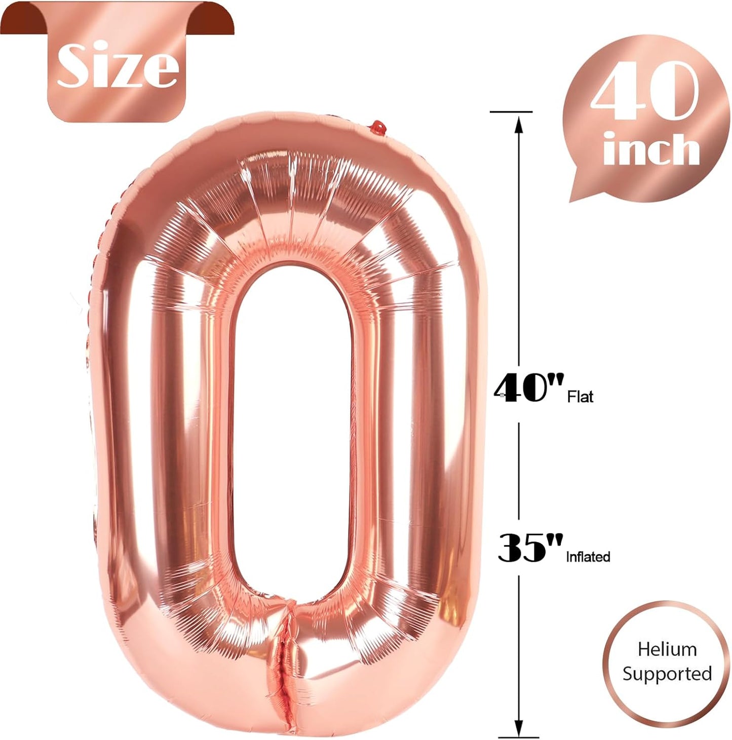 Rose Gold Number Balloons by [Brand Name] - 40 Inch 0 Balloon for Birthday Party Decorations | Perfect for All Ages
