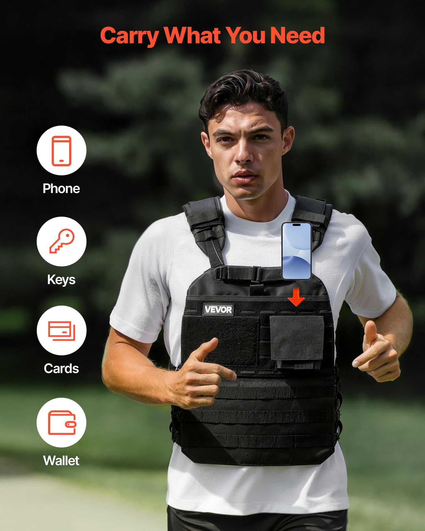 VEVOR Weighted Vest, Body Weight Vest with Shoulder Pad, and Reflective Stripe, Exercise Set for Men Women, Workout Equipment for Strength Training, Running, Jogging, Fitness, Muscle Building