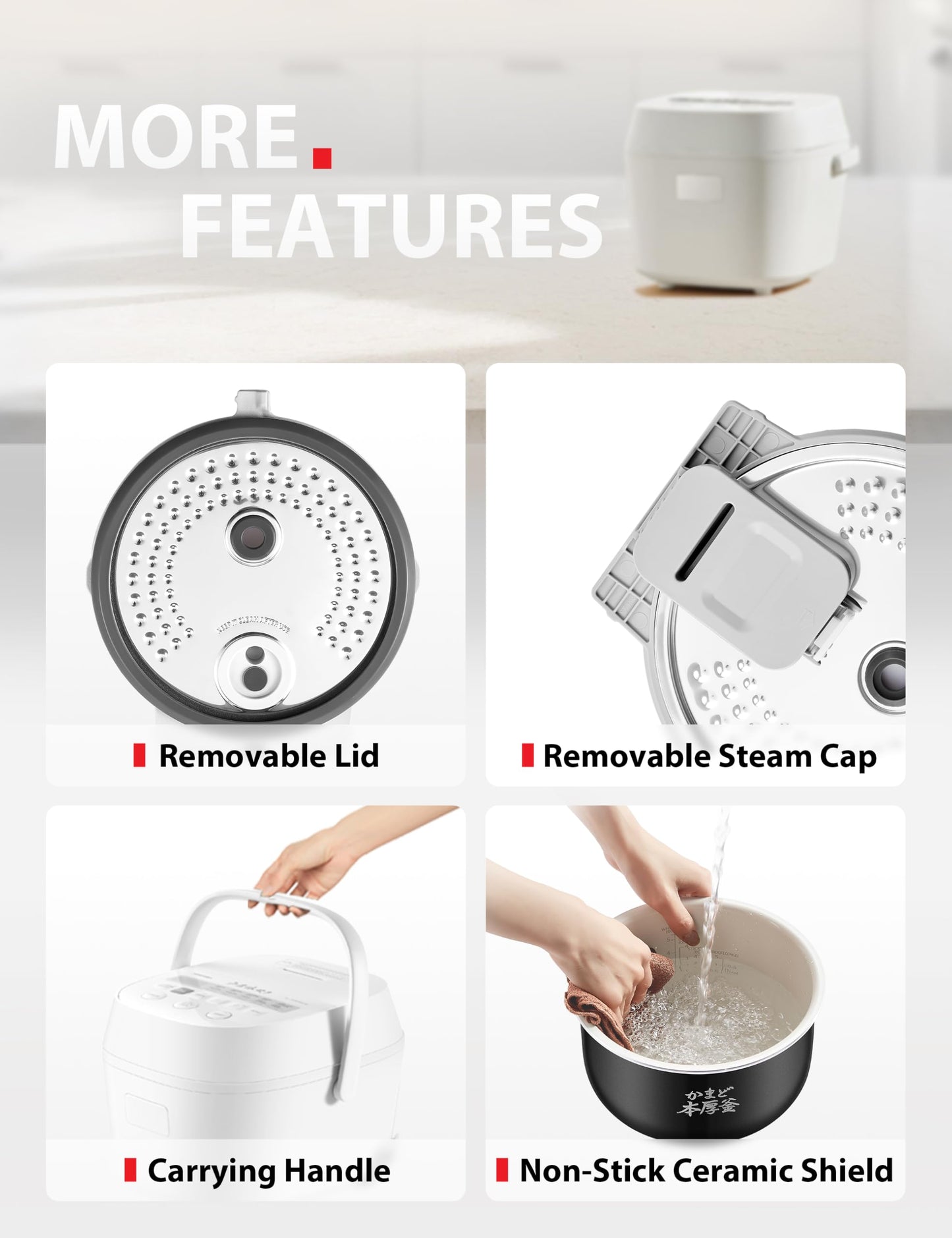 TOSHIBA OriginTaste Rice Cooker 5.5-Cup Uncooked, Fuzzy Logic, 15-in-1 Functions, Digital Display, Delay Timer, Keep Warm, Nonstick Inner Pot, White