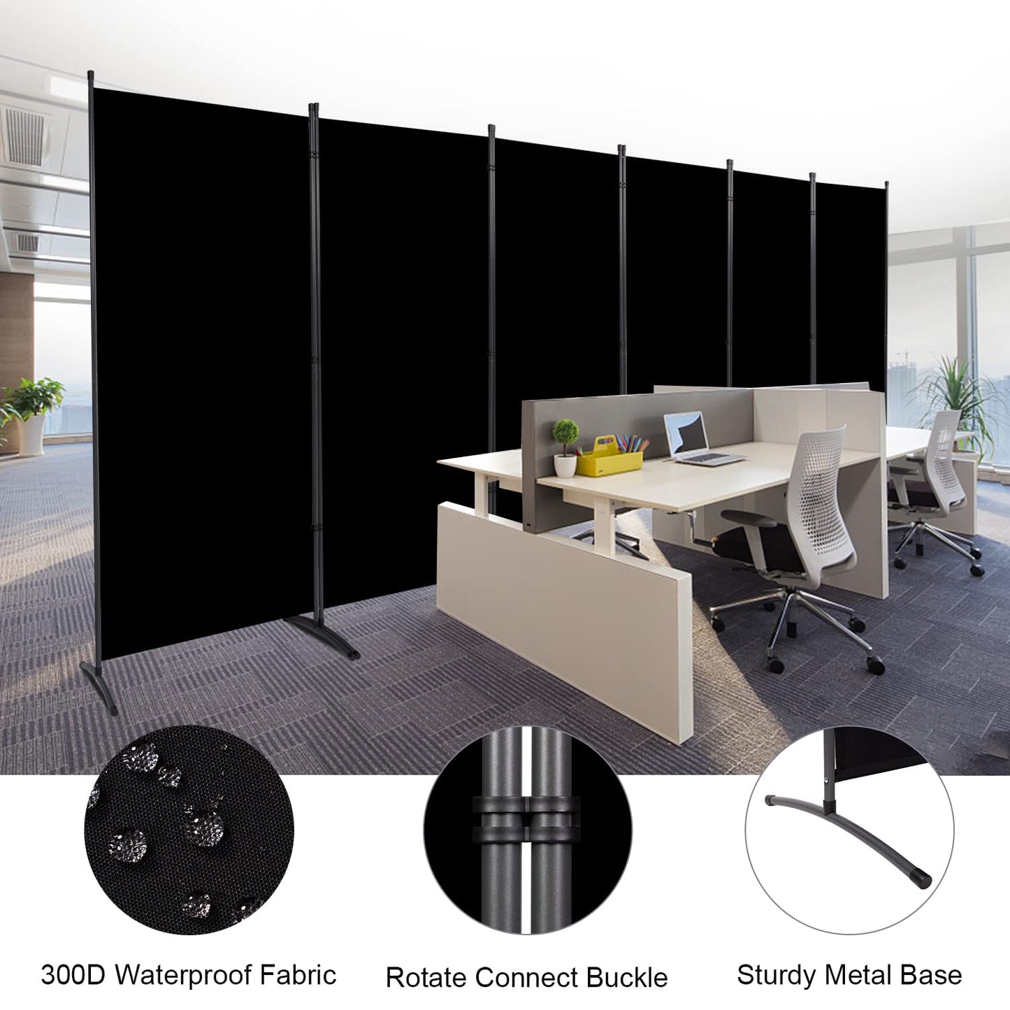 Room Divider 6FT Folding Privacy Screens, 6 Panel Partition Room Dividers w/Freestanding Design, Portable Wall Divider for Room Separtation, Fabric Screen Panel for Home Office Bedroom Dorm