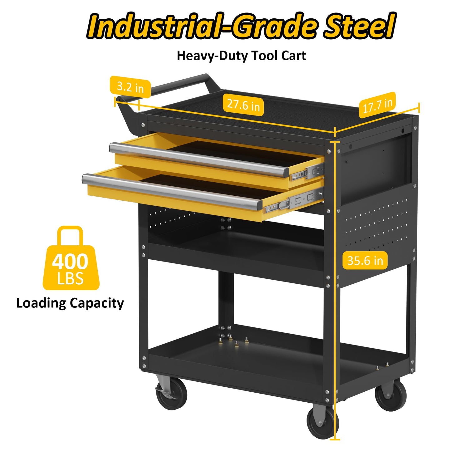 VDEVY 5-Tier Rolling Tool Cart on Wheels, Tool Storage Organizer for Mechanic, Heavy Duty Utility Cart with Drawers, Pegboards, Locking System, Suitable for Garage, Workshop, Warehouse