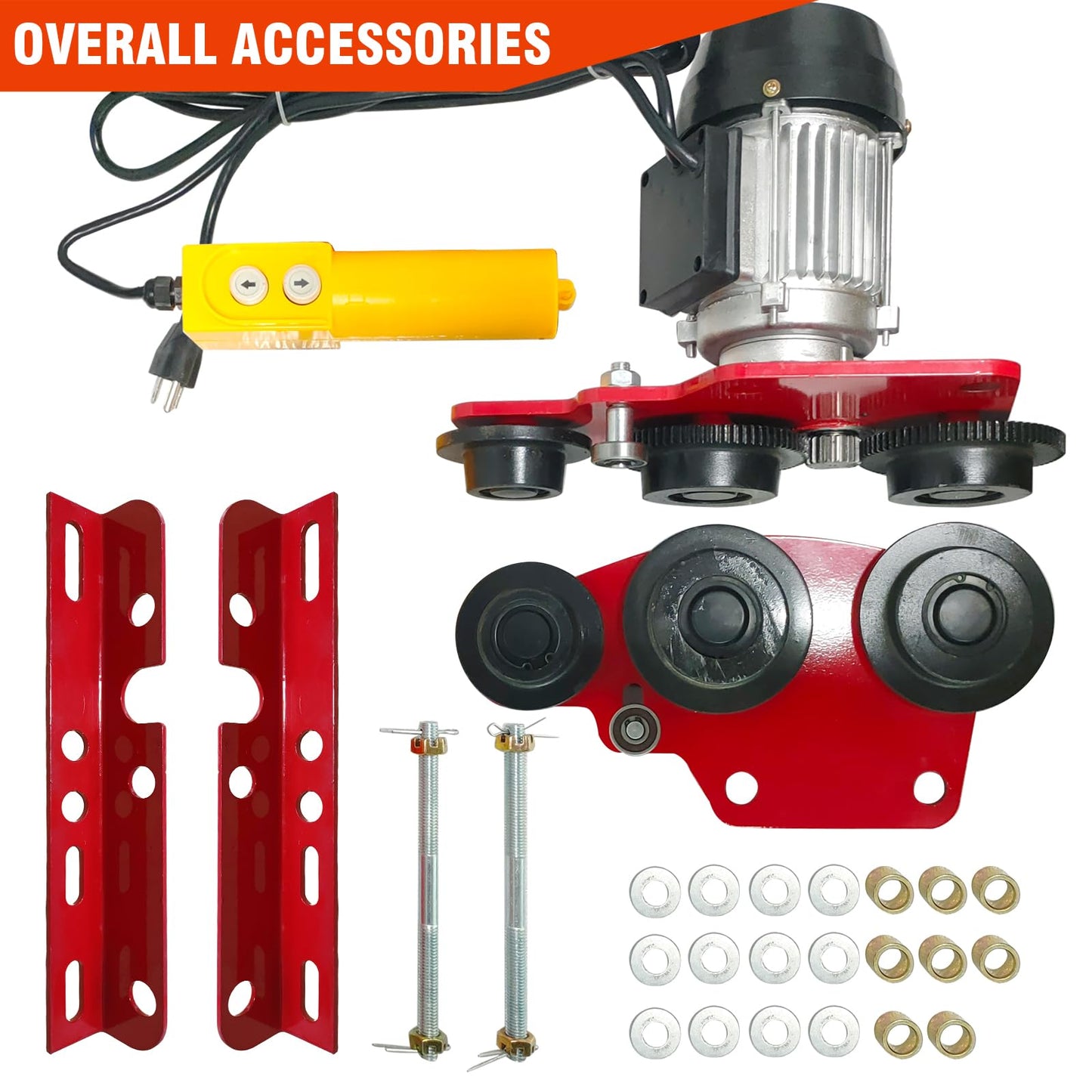 Dremvoist Electric Trolley for Power Hoist, 1 Ton 2204 LBS Electric Hoist Trolley, 2.68"-4.33" Adjustable Beam Flange Width, for PA200-PA1000 Hoists Push Geared Overhead Crane Heavy Duty Wheels System