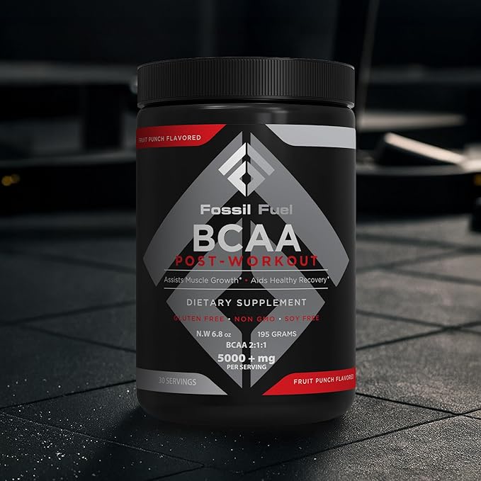 Fossil Fuel BCAA Sugar-Free Post-Workout Powder with BCAA?™s, Glutamine, Vitamin B6 Essential Amino Acids for After Workout Muscle Recovery, Endurance and Hydration Fruit Punch (30 Servings)