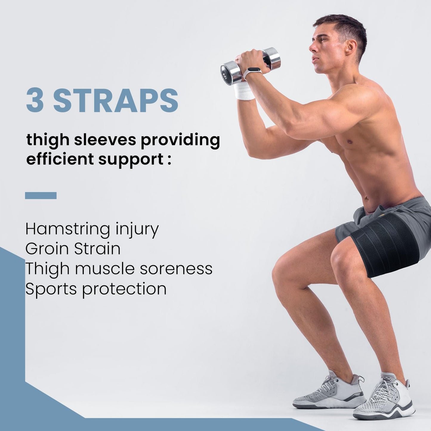 Hamstring Compression Sleeve with 3 Adjustable Straps,Thigh Compression Sleeve for Men Women,Thigh Wrap Compression for Pulled Hamstring,Groin ,Quad,Hamstring Brace for Hamstring Injury, Leg Brace for Upper Thigh support (Black, X-Large)