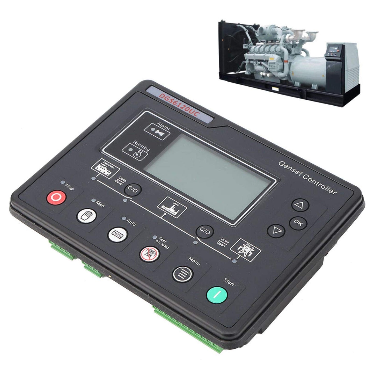 Oumefar Genset Controller Module, DGS6120UC LCD Display Generator Automatic Controller Generator Set Parameters Monitoring Control Panel Automatic Engine Control Module for HGM6120UC
