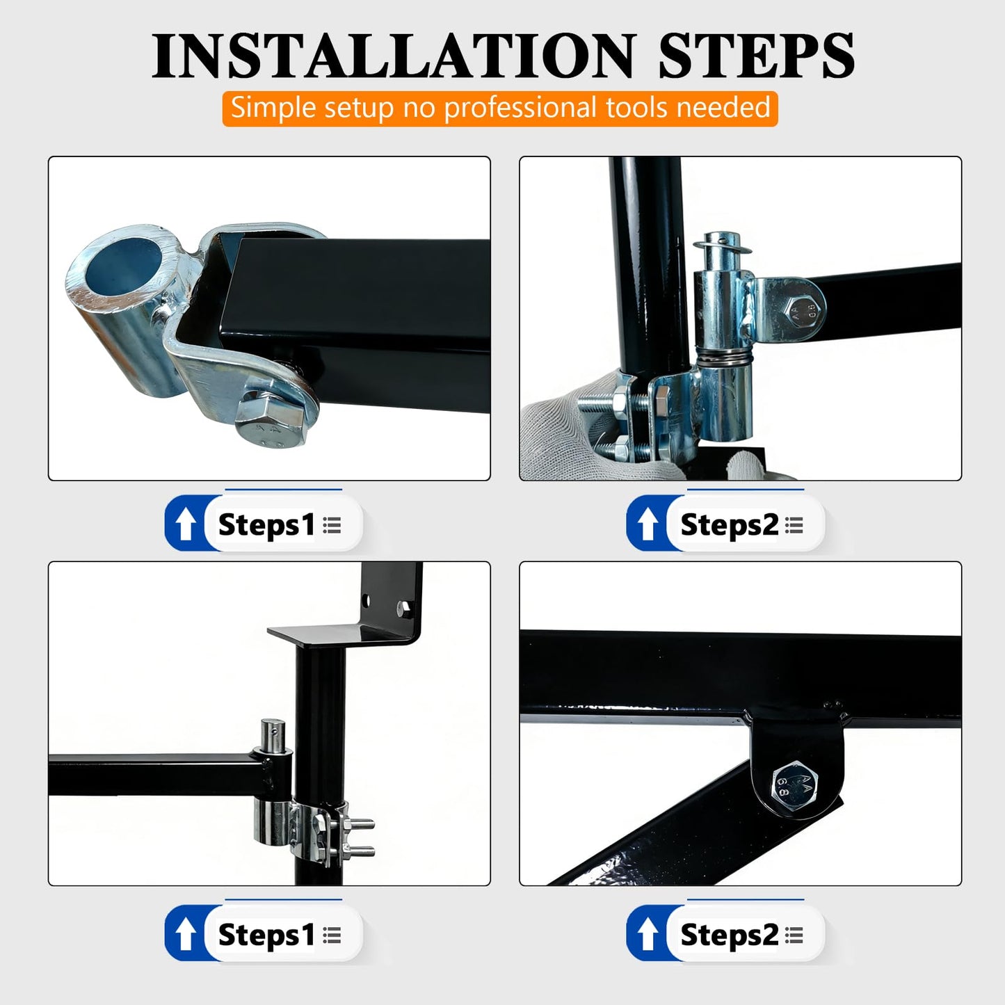 Erivanya Wall Mount Jib Crane, 180 Degree Rotation Electric Scaffolding Lift with 660lbs Max Load Capacity, Electric Hoist Holder Swing Arm with Pole
