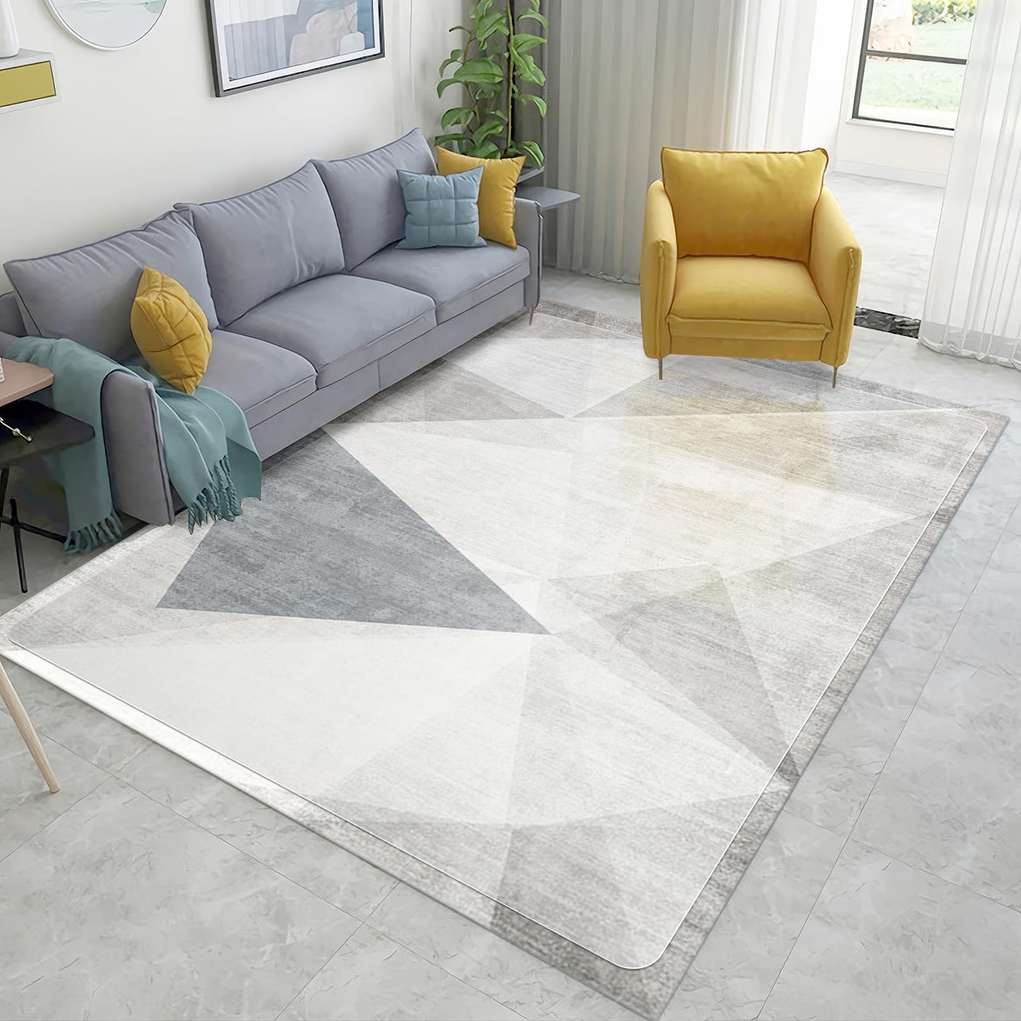 Vicwe Area Mat for Hard Floor, 4.75'×7' Clear Area Rug for Home, PVC Non-Slip Floor Protector for Dining Room, Large Anti-Scratch Floor Mats for Kitchen,Laundry Room