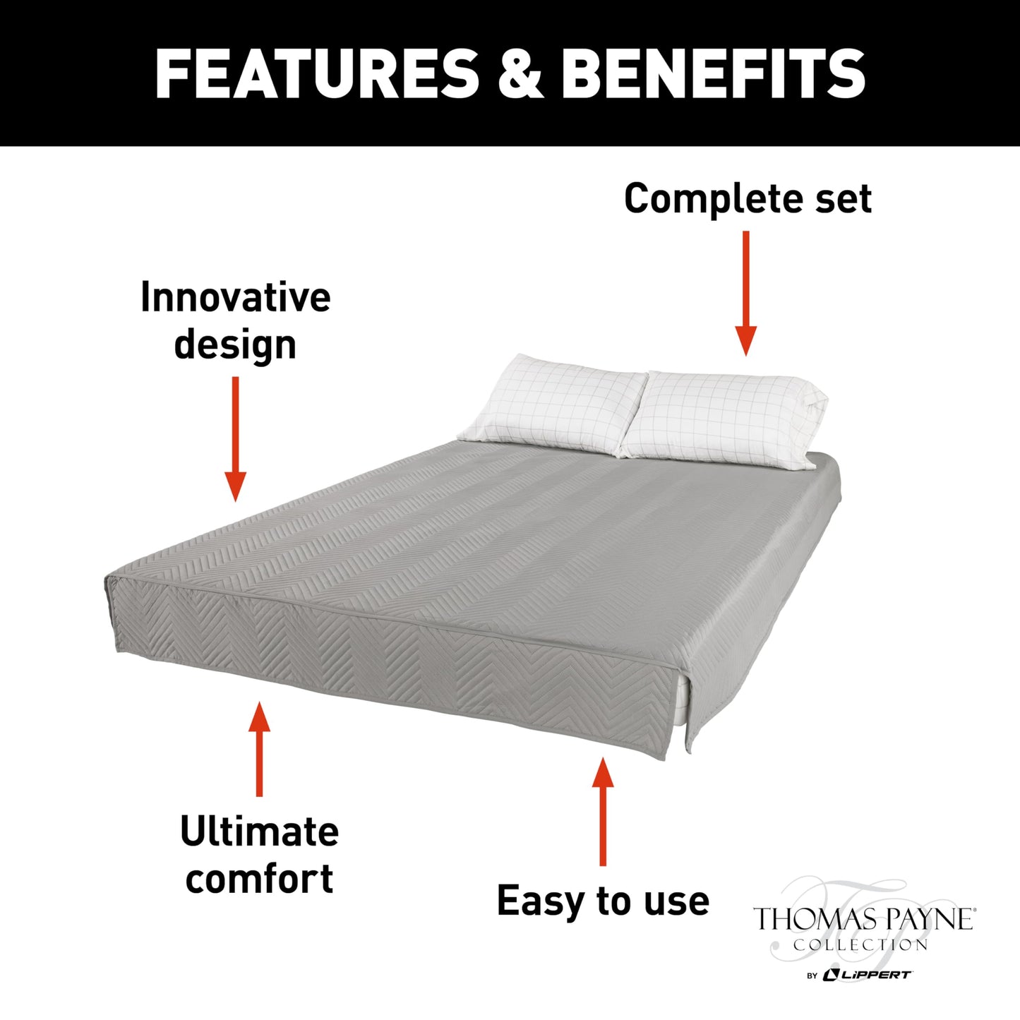 Easy Zzzs™ RV Bedding Set - Narrow King, Grey