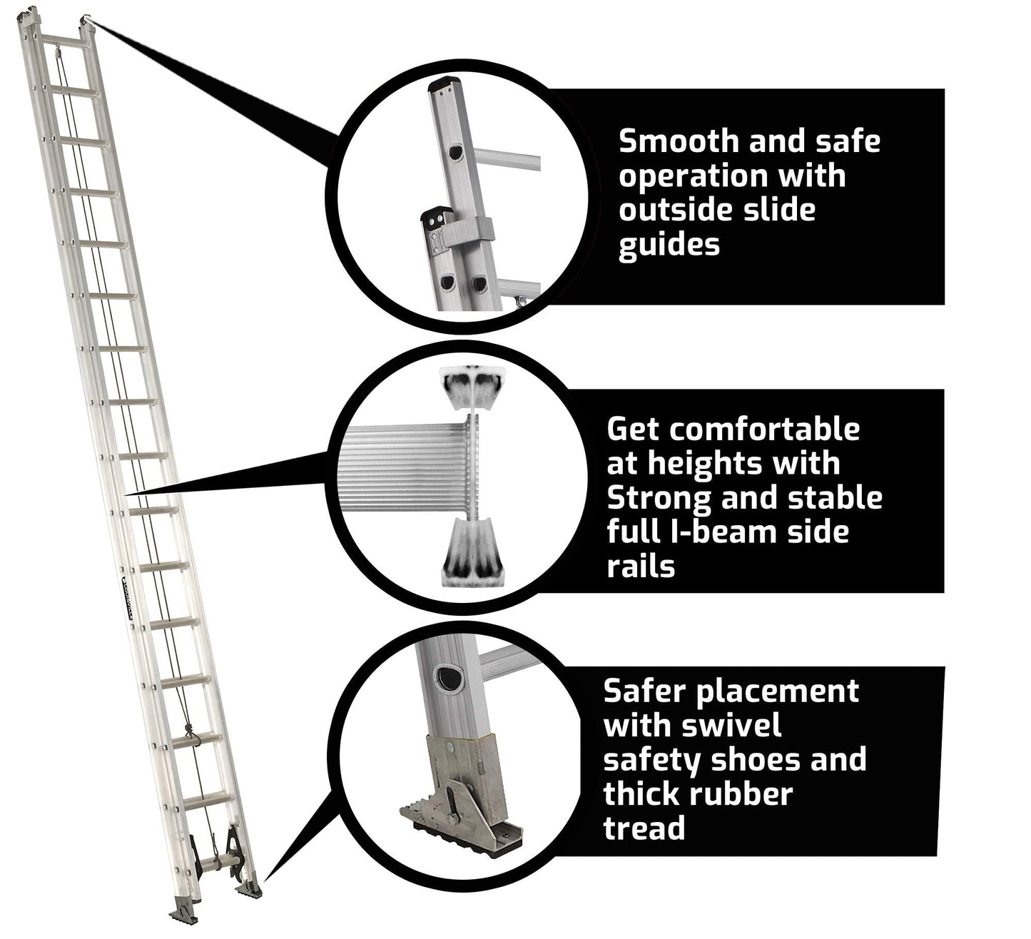 Louisville Ladder 24-Feet Extension Ladder, 300-Pound Duty Rating, AE2224 & LP-2200-00 Stabilizer, Silver