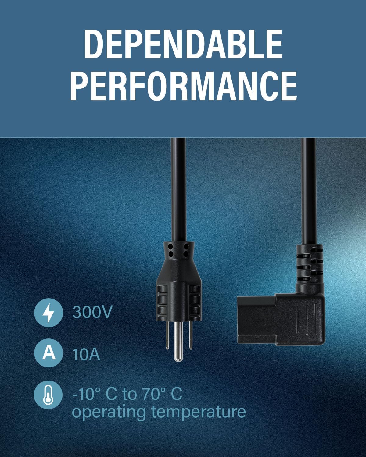 C2G 6FT 90 (24240) Premium Degree Replacement AC Power Cord - Durable Power Cable for TV, Computer, Monitor, Appliance