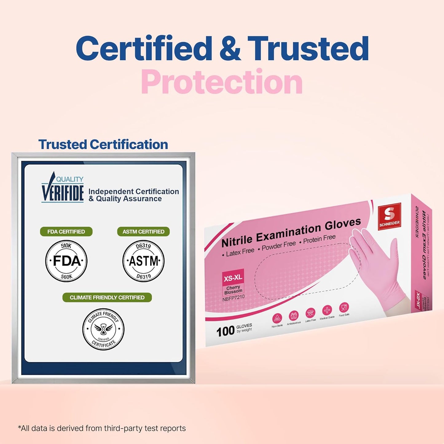 Schneider Nitrile Exam Gloves - 4-Mil Disposable Medical Gloves | Latex-Free & Powder-Free, Food Safe