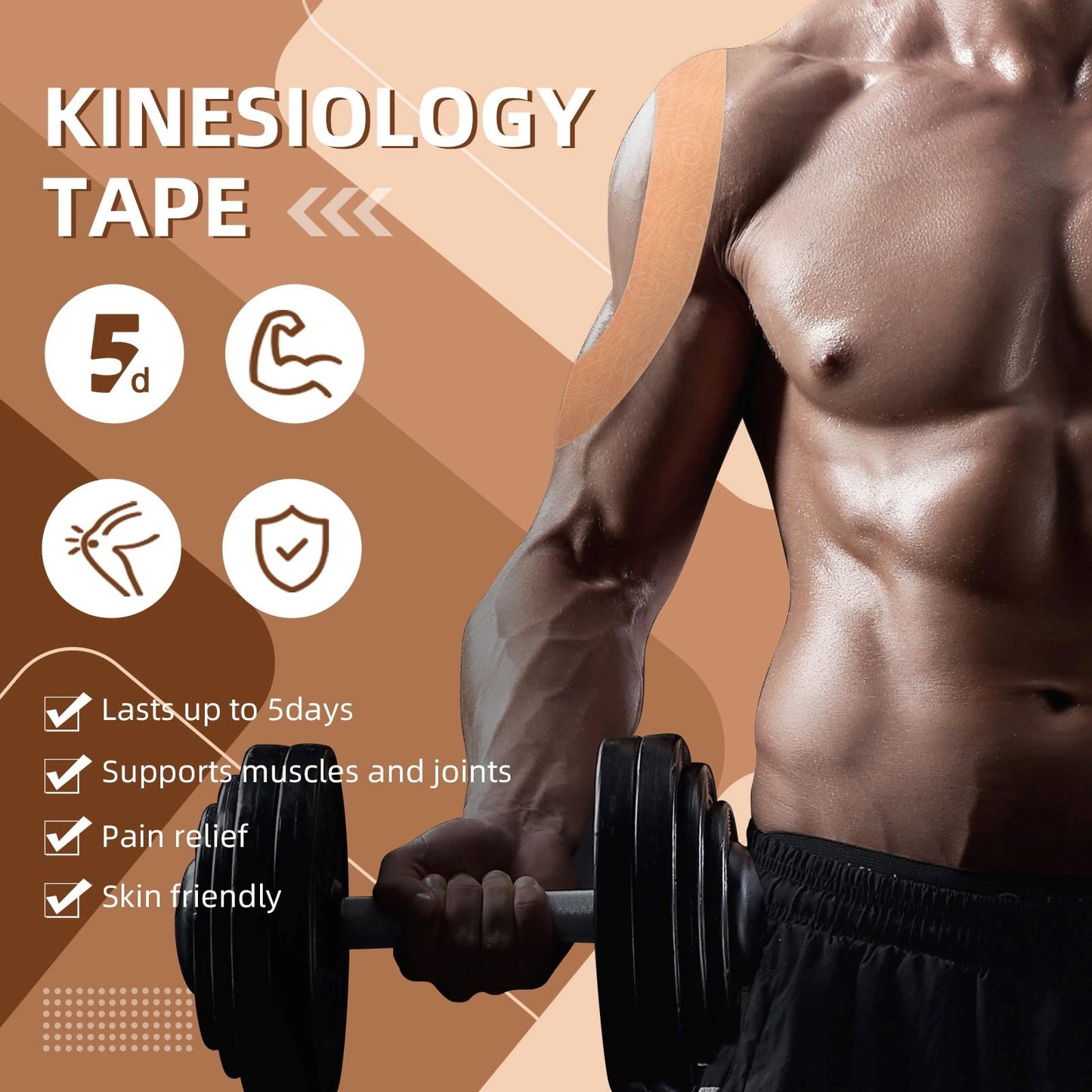 OK TAPE Kinesiology Tape Bulk 103Feet, Pro Adhesive, Water-Resistant k Tape, Elastic Athletic Tape, Latex Free, Uncut, Beige