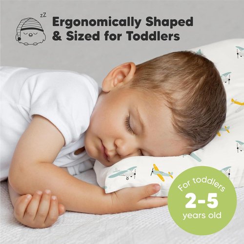 KeaBabies Toddler Pillow - Jumbo 14x20 Soft Organic Cotton | Machine Washable for Travel & Toddler Bed Set