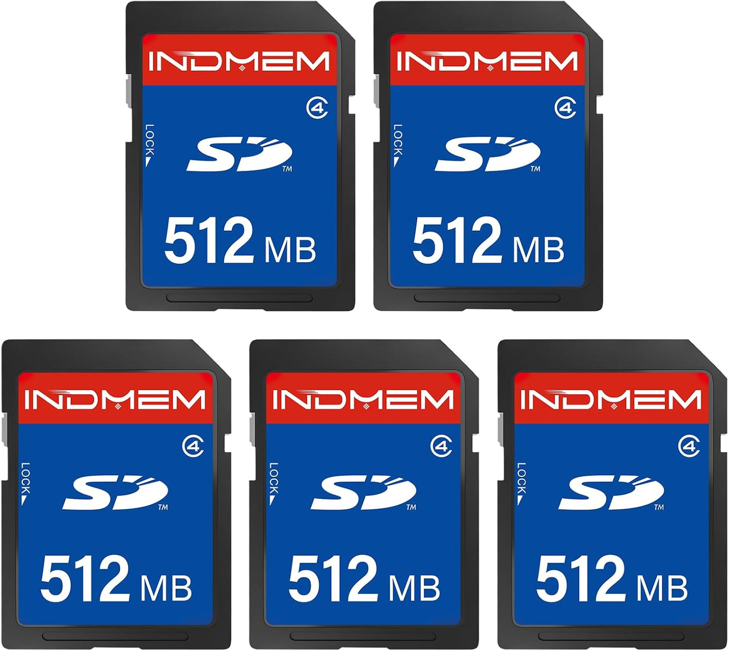 elecacc 512MB (5 Pack), U1 4 SD Card SD Flash Memory Cards UHS-I Class High-Speed Full HD Video Compatible with Digital