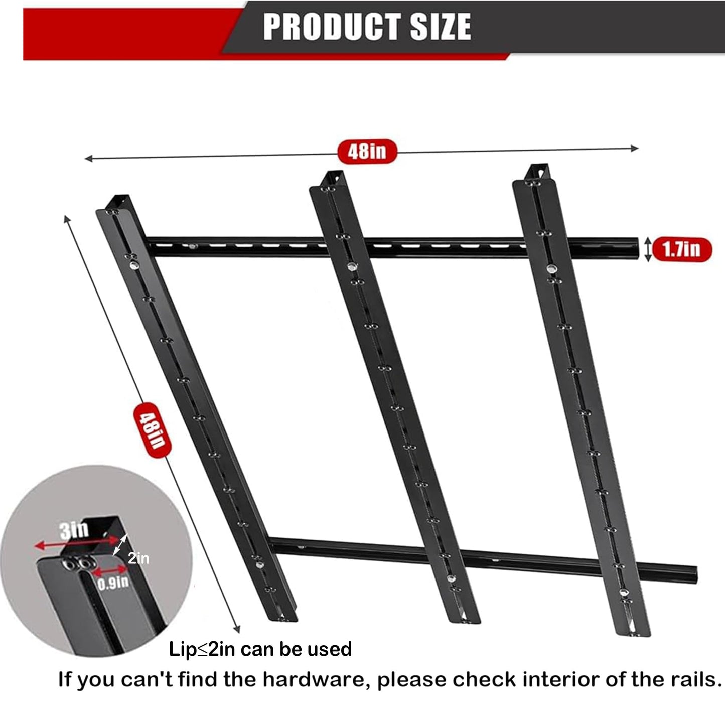 Ultrawall Overhead Garage Storage Racks, Adjustable Garage Ceiling Storage Rack, Heavy Duty Garage Organizer Hanging Storage Rack for Most Storage Bins/Totes/Container, 48" x 48"
