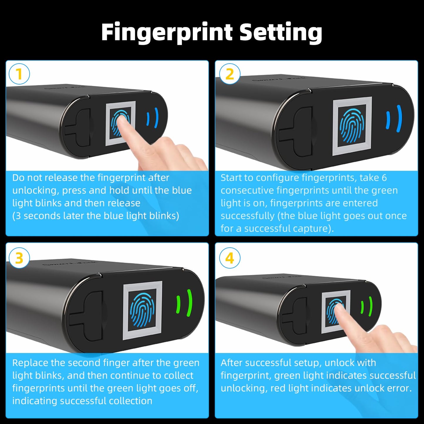KENRONE Biometric Fingerprint Padlock, IP66 Waterproof Smart Gym Locker Lock for Athletes, Students, Swimmers, School Lockers, Swimming Pools & Sports Grounds