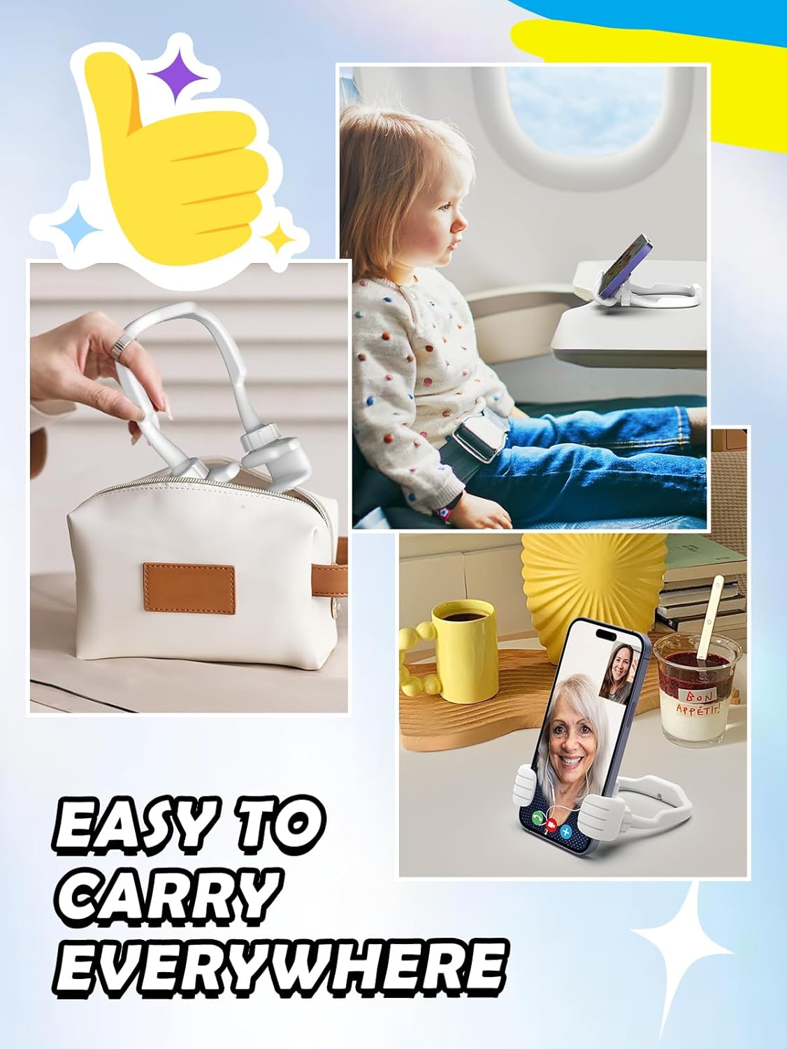 CALDEVER Gifts for Mothers Day Teens Kids Men Women Gifts: Thumbs Up Lazy Phone Stand Holder for Desk Funny Gadgets