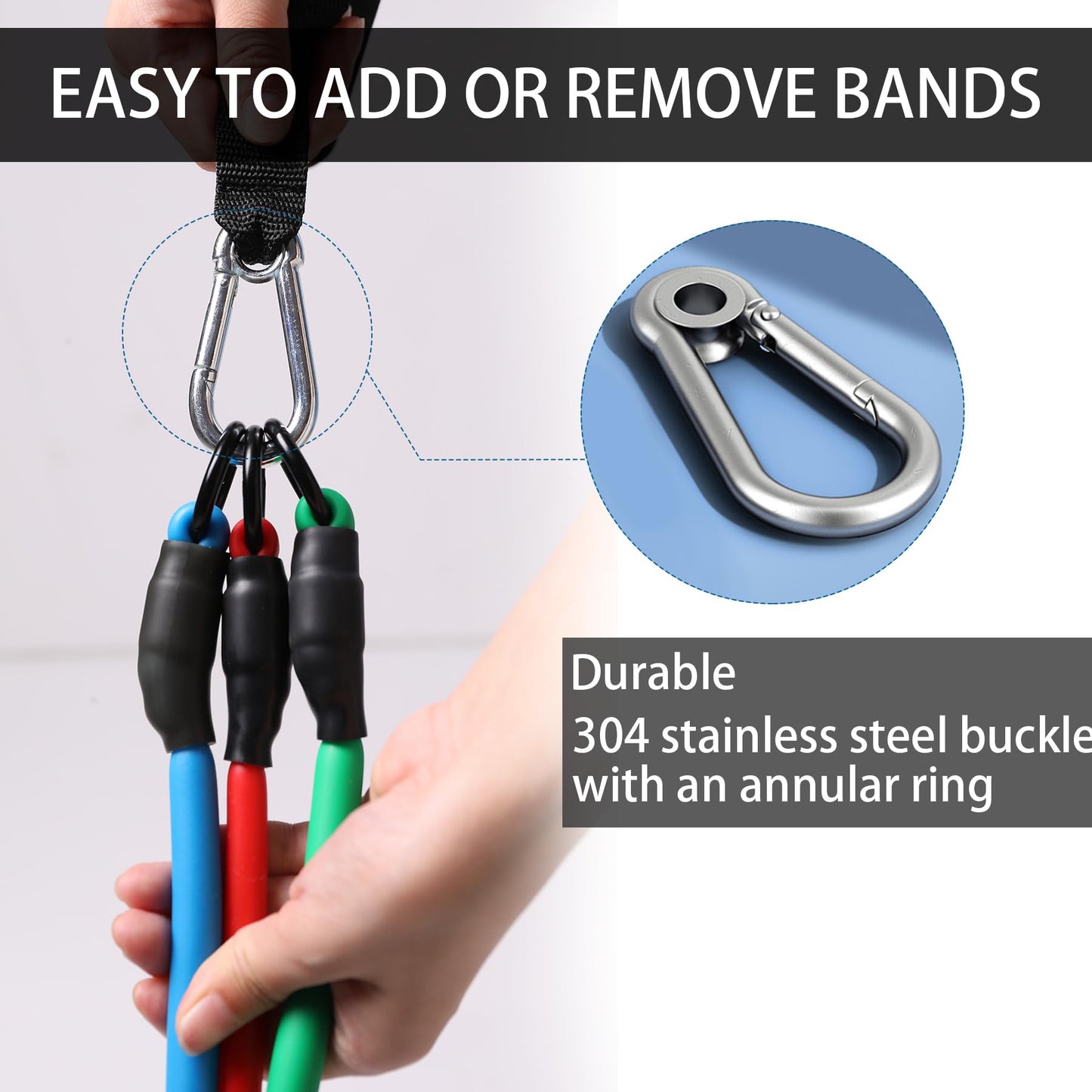 Resistance Bands with Handles for Working Out Women and Men, Exercise Bands with Door Anchor, Stretch Bands for Home Workouts, Simple Guide Included (3pcs Set - 90 lbs)