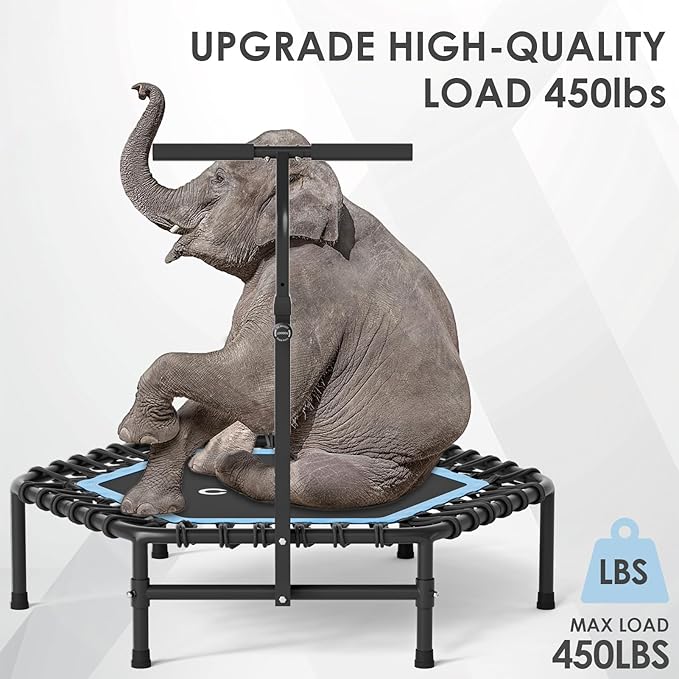 CLORIS 45'' Rebounder Trampoline for Adults - Max Load 450lbs, Mini Trampoline with Adjustable Foam Handle Indoor/Outdoor Fitness Body Exercise