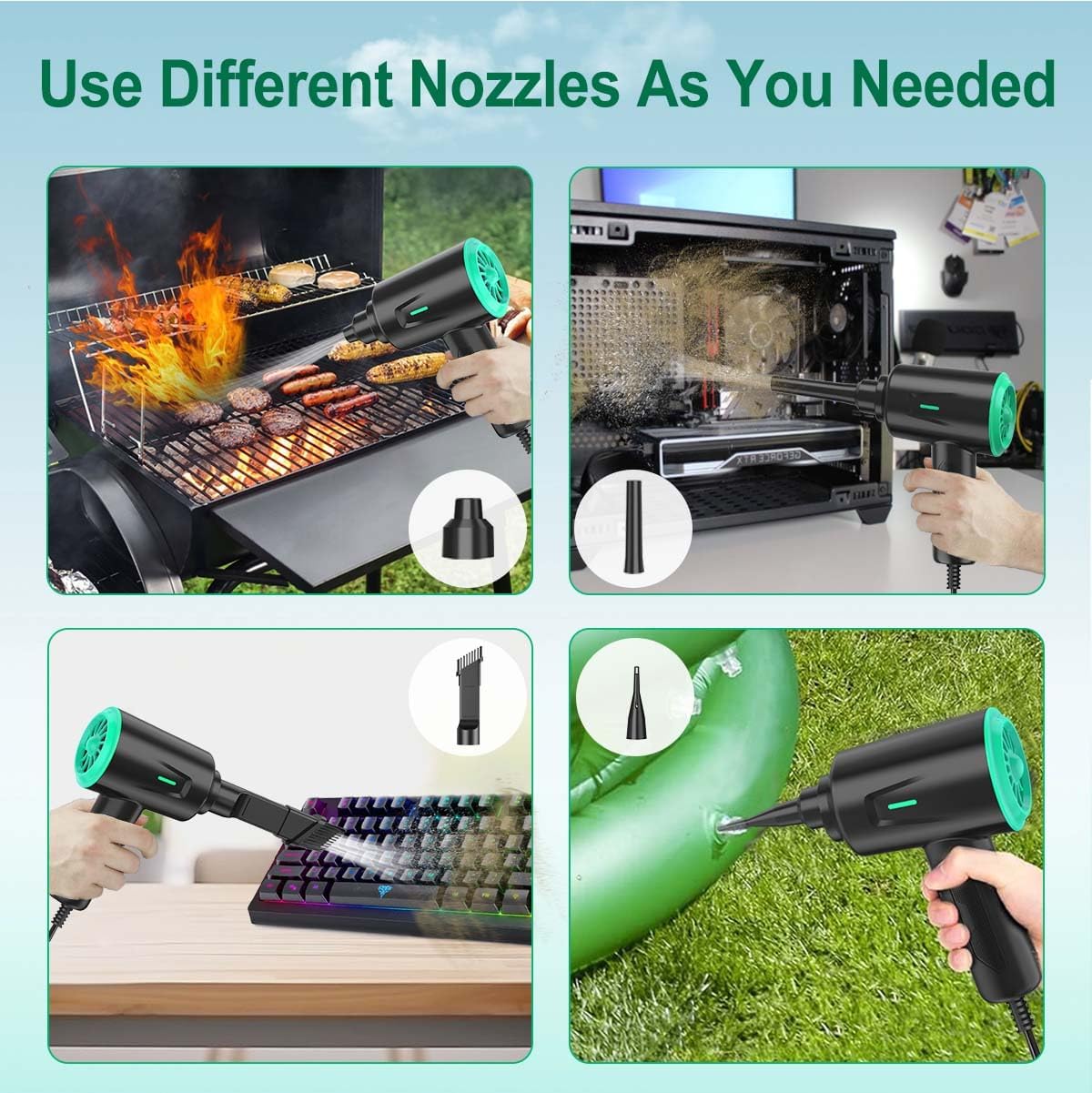 5.74oz 2 Meudeen Air Duster - Electric Air Blower - High Power Cleaning for Computer - PC - Gear Compressed Air