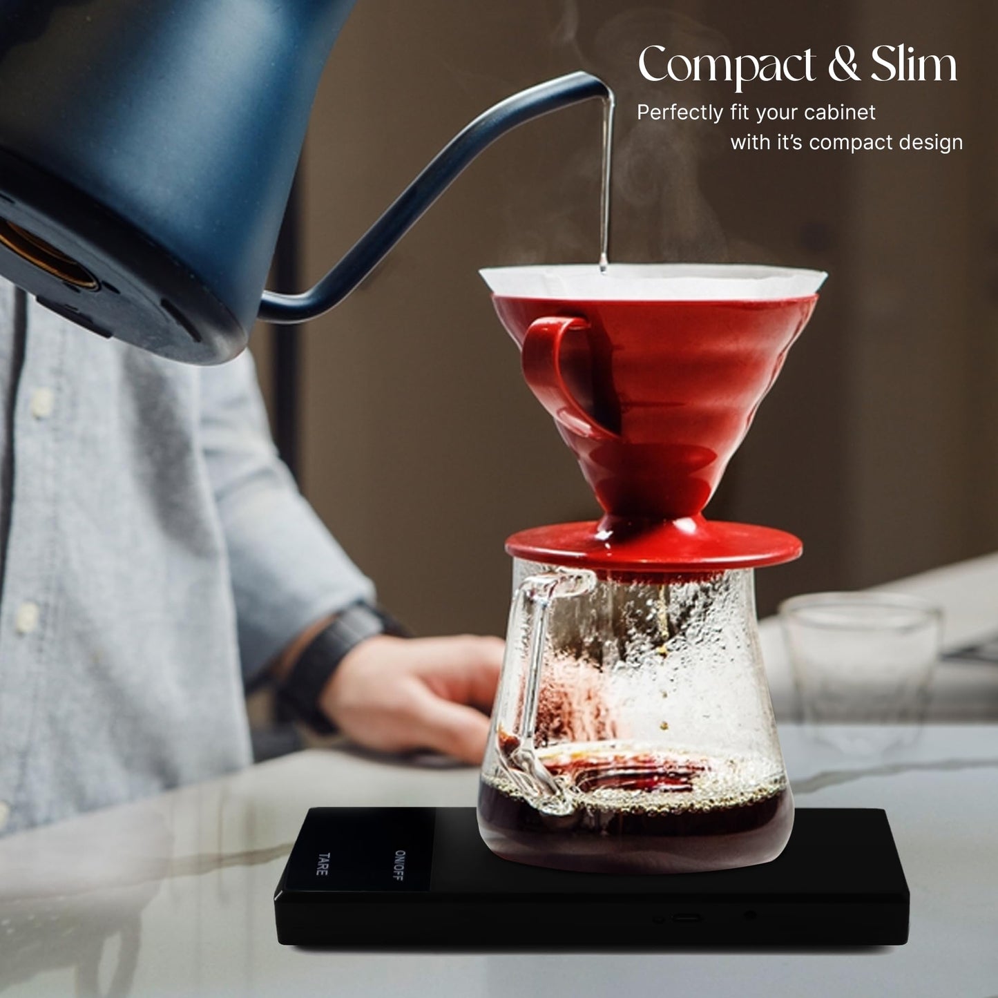 ZAKTAB Coffee Scale with Timer - High Precision Gram Scale, 3KG Capacity, 0.1g Division, Touch Button, Heat Resistant, Timer Function, Zero/Tare, Overload & Low Power Indicator, Auto Off
