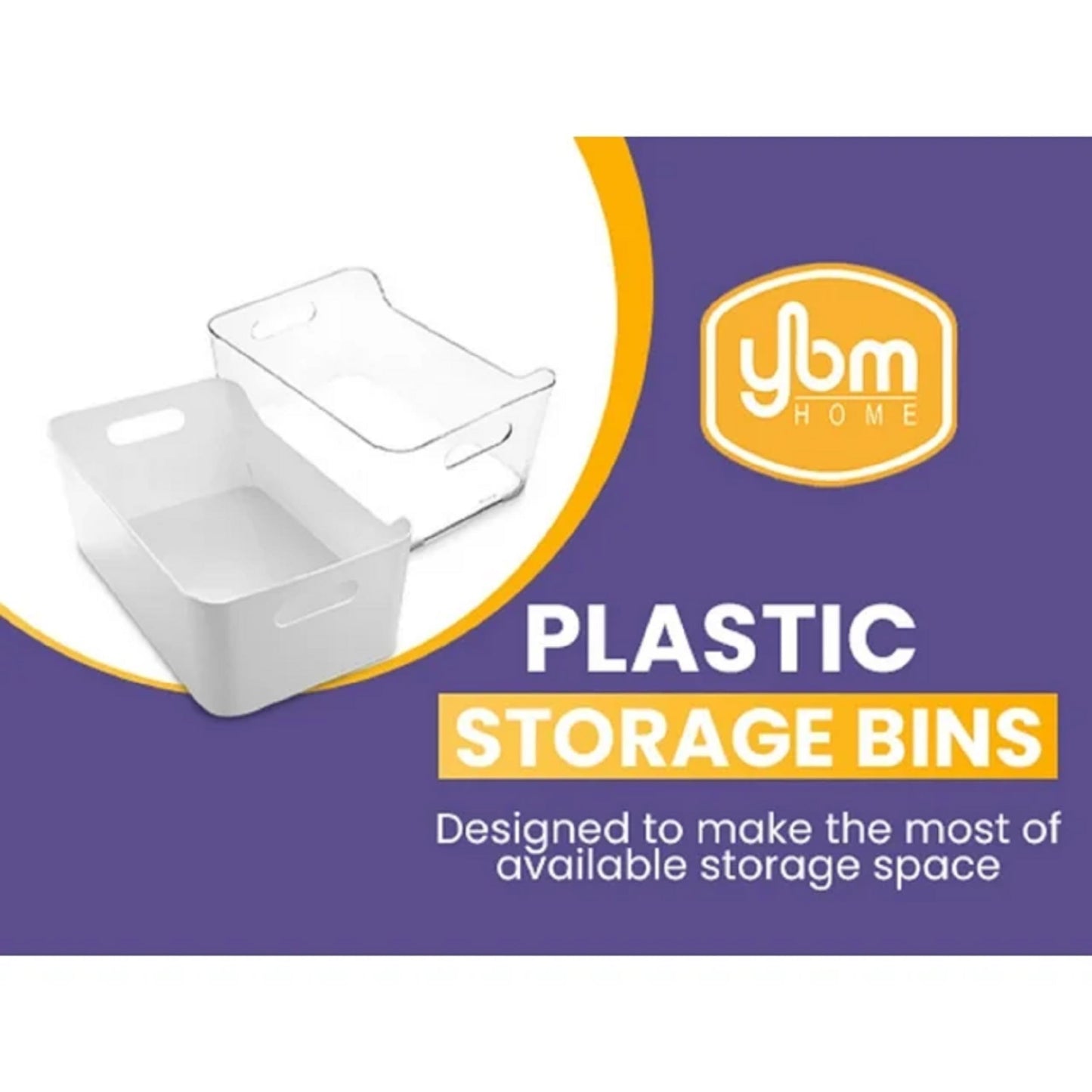 YBM HOME Storage Bins - Open Plastic Organizers and Storage Basket for Kitchen Pantry Organization, Under Sink Bathroom Storage, Toy Baskets, Food Storage Box Containers (Small - 12 Pack, White)