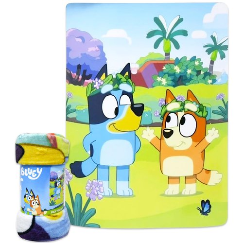 Bluey Fleece Blanket Set for Kids - Bundle with 46x60 Large Soft Blanket, Stickers & More | Bluey Silk Touch Throw Blanket for Boys, Girls