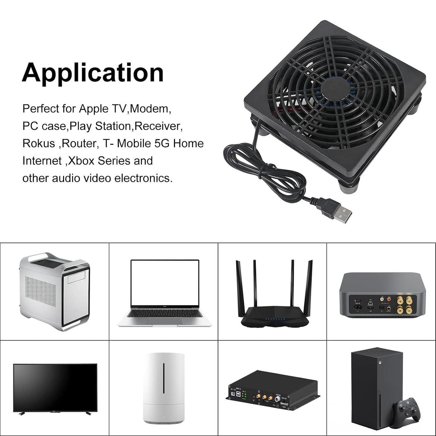 Meimom 2PACK 120mm 120mm 25mm 5V Quiet Fan, Cooling Case Fan for Receiver DVR Xbox TV Box Router x USB Power