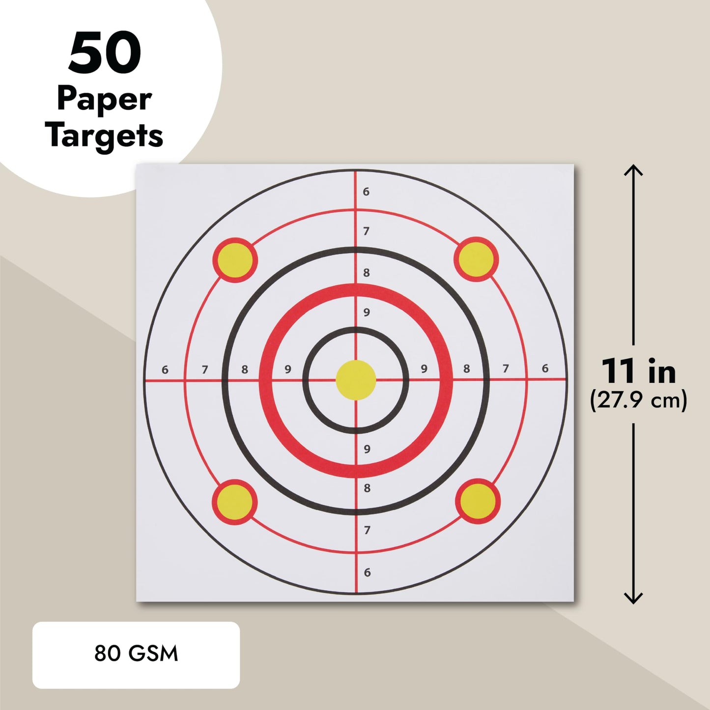 Juvale Paper Shooting Targets - High-Visibility Bullseye for Archery Accessories - Indoor & Outdoor Use with Paper Targets - Versatile Shooting Accessories - 11 x 11 in - Pack of 50