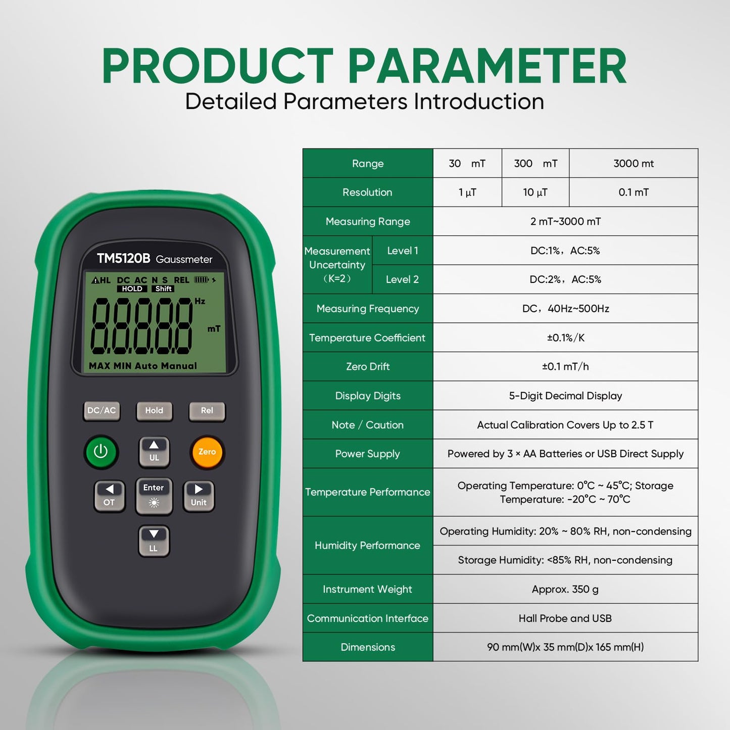 GOYOJO Digital Gauss Meter (3000mT/30000Gs), AC/DC Tesla Meter with Probe, ±2% Accuracy Magnetic Field Tester for Magnets, Motors, Speakers & Industrial APPL