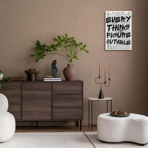 Everything Is Figureoutable Poster - Vintage Black & White Canvas Wall Art | Positive Affirmation Print 12x16in Unframed