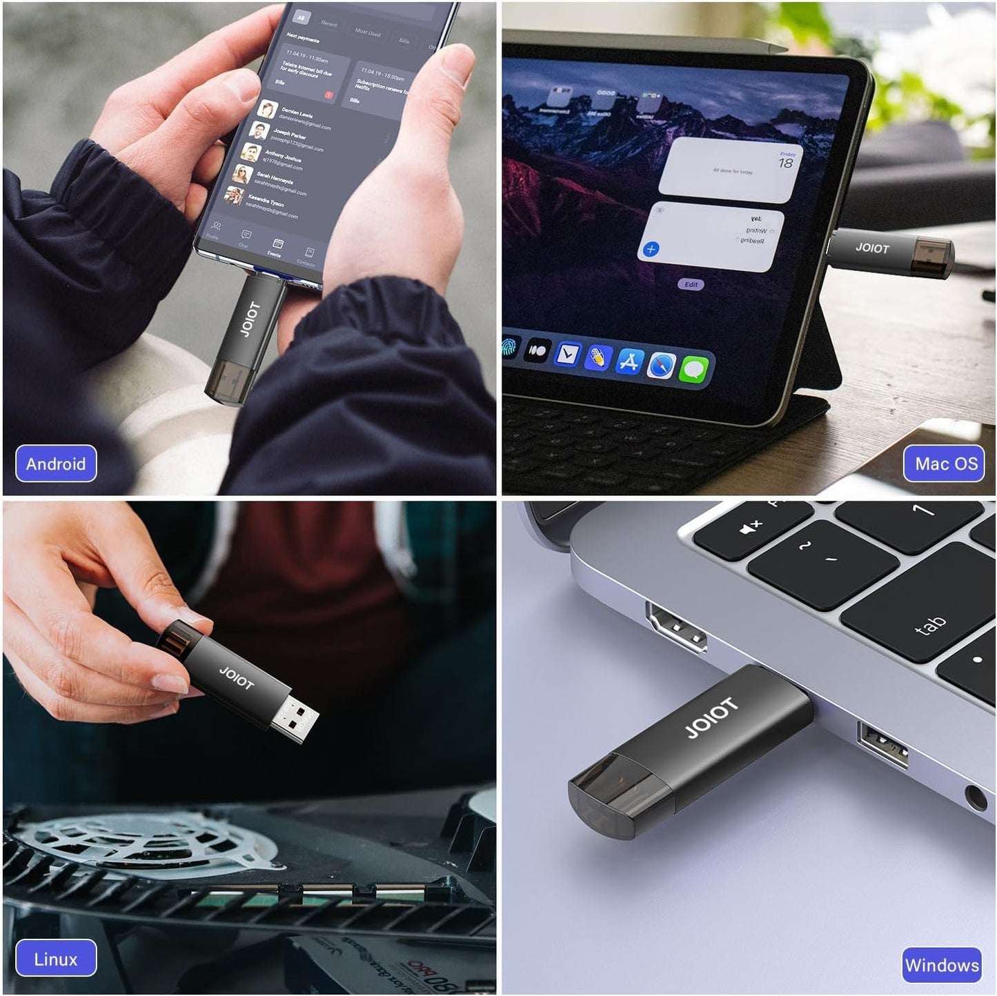 JOIOT 128GB 3.0 2-in-1 15 USB C Flash Drive Dual USB Flash Drive Type C + USB A Portable Type-C Flash Drive USB-C Thumb