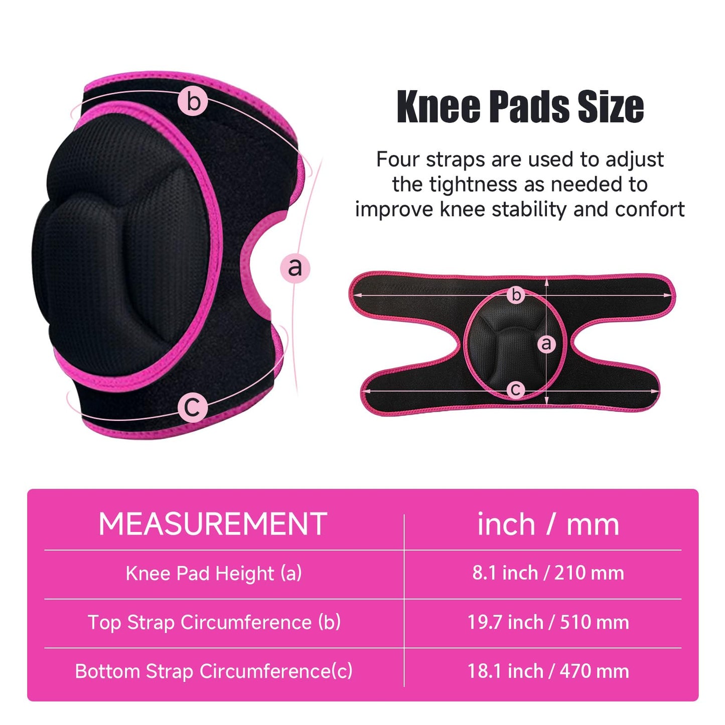Knee Pads, Thick Sponge Anti-slip, Collision Avoidance Knee Pads, for Running, Mountaineering, House Working,Gardening Maintain (Pink, Large)