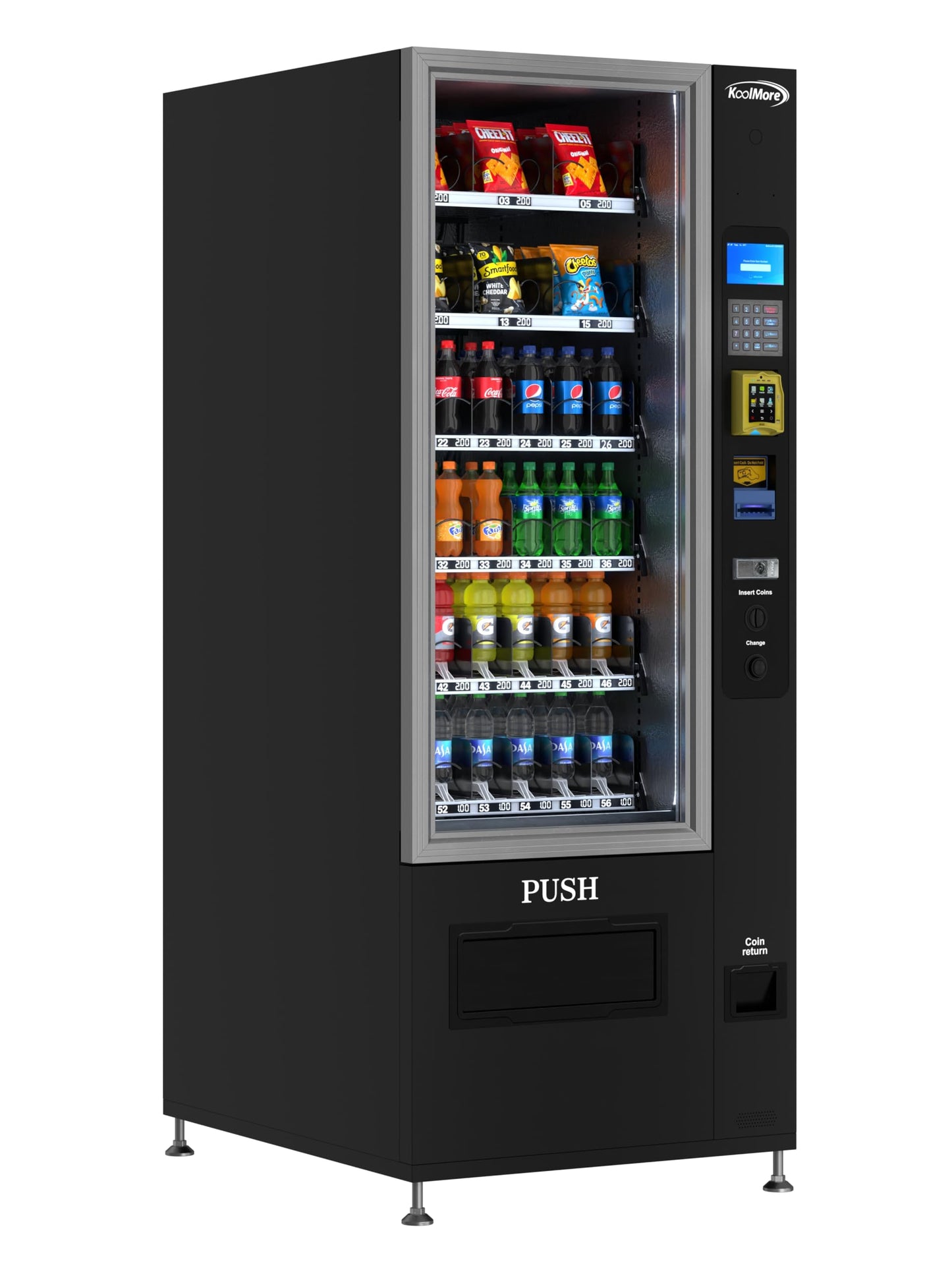 KoolMore Refrigerated Snack Vending Machine with 36 Slots Featuring Credit Card Reader and Bill Acceptor in Black (KM-VMR-30-BR)