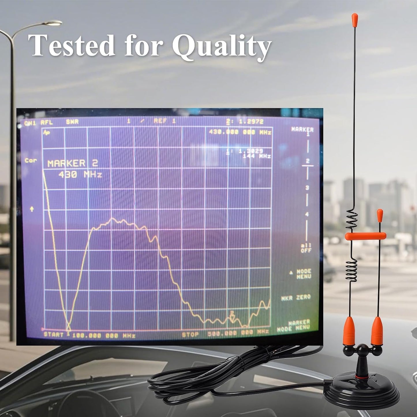 YNIBST 2m/70cm W/3.5-inch 13ft. RG-58 PL259 Dual Band Vehicle Car Mobile Antenna Magnetic Mount Connector, for BTECH