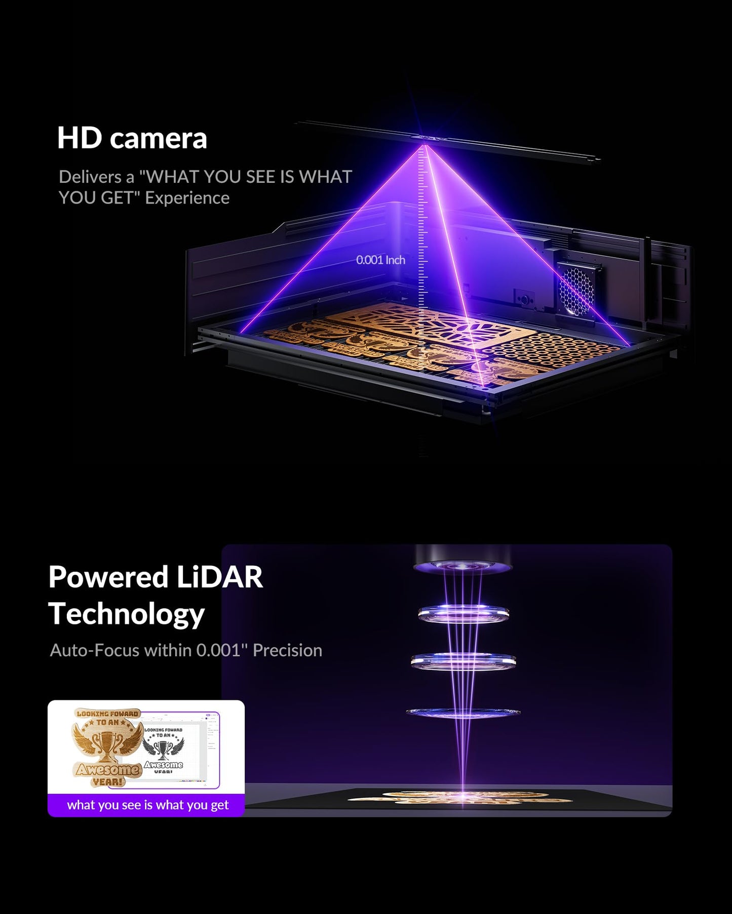 WECREAT Vision Pro 45W Laser Cutter with 137” Auto Conveyor Feeder & Rotary Pro, HD Camera & Auto-Lifting, Laser Cutter Cuts 1” Wood, Full Enclosure Laser Engraver Machine for Wood and Metal, Acrylic