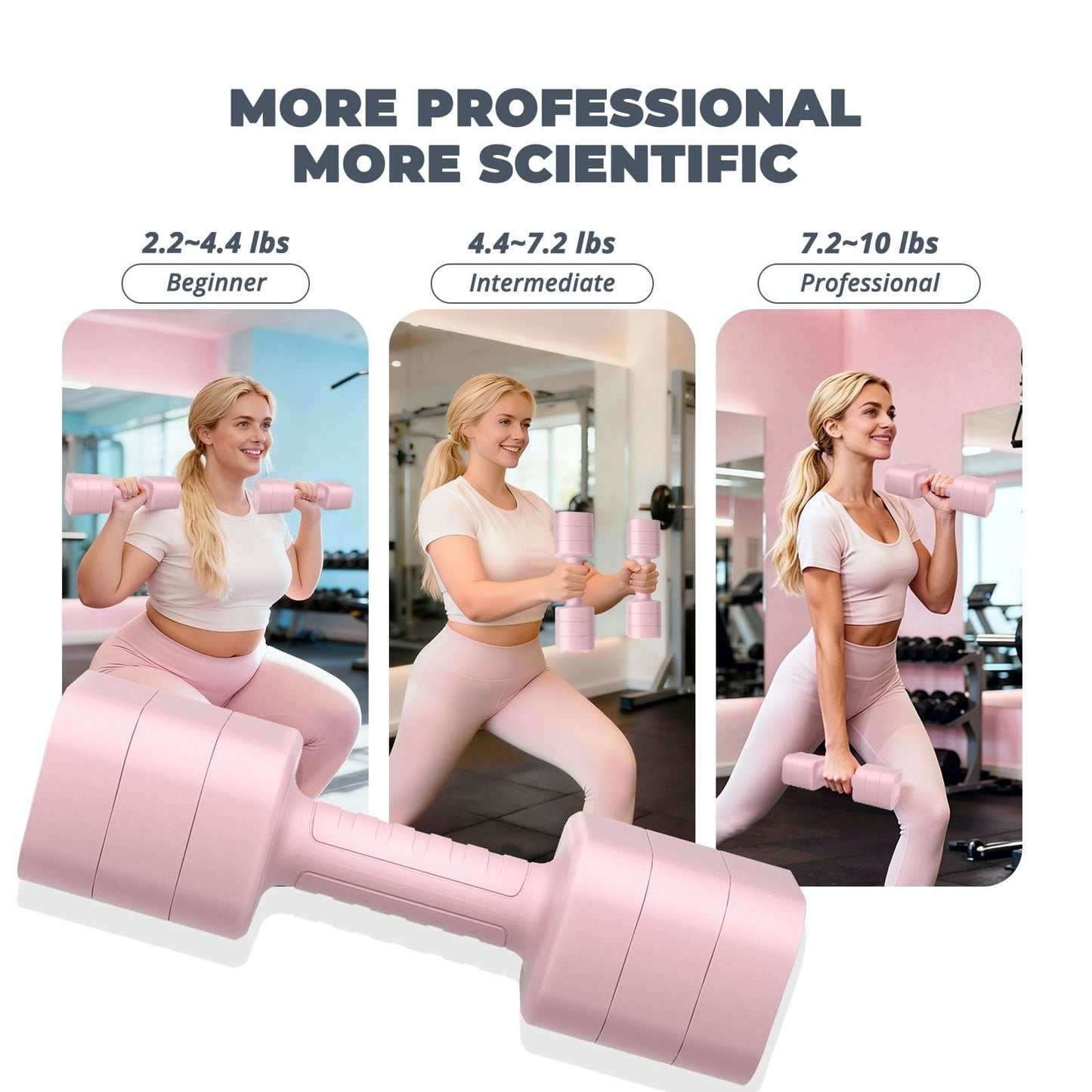 Ragebby Adjustable Dumbbell Set of 2, 10LBS/20LBS/30LBS Adjustable Weight Set, Anti-slip Handle, 3 in 1 Free Weights Dumbbells Set for women at home, 2.2lb, 3.6lb, 5lb, for Home, Office, Gym Exercise Training