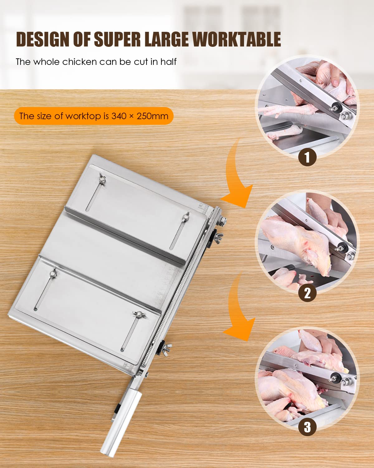 CGOLDENWALL 2 BLADES Manual Ribs Meat Chopper Slicer Stainless Steel Hard Bone Cutter Beef Mutton Household Vegetable Food Slicer Slicing Machine for Whole Chicken Rib Spine
