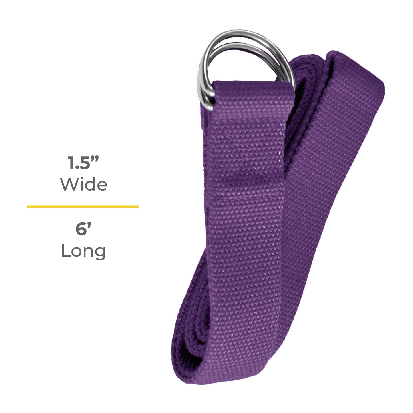 Sunshine Yoga 10-Pack Yoga Strap, 6-Foot Yoga Straps With Anti-Slip D-Ring Buckle, Adjustable Leg Stretching Strap for Muscle and Hamstring Stretch, Exercise Strap for Schools and Studios, Purple