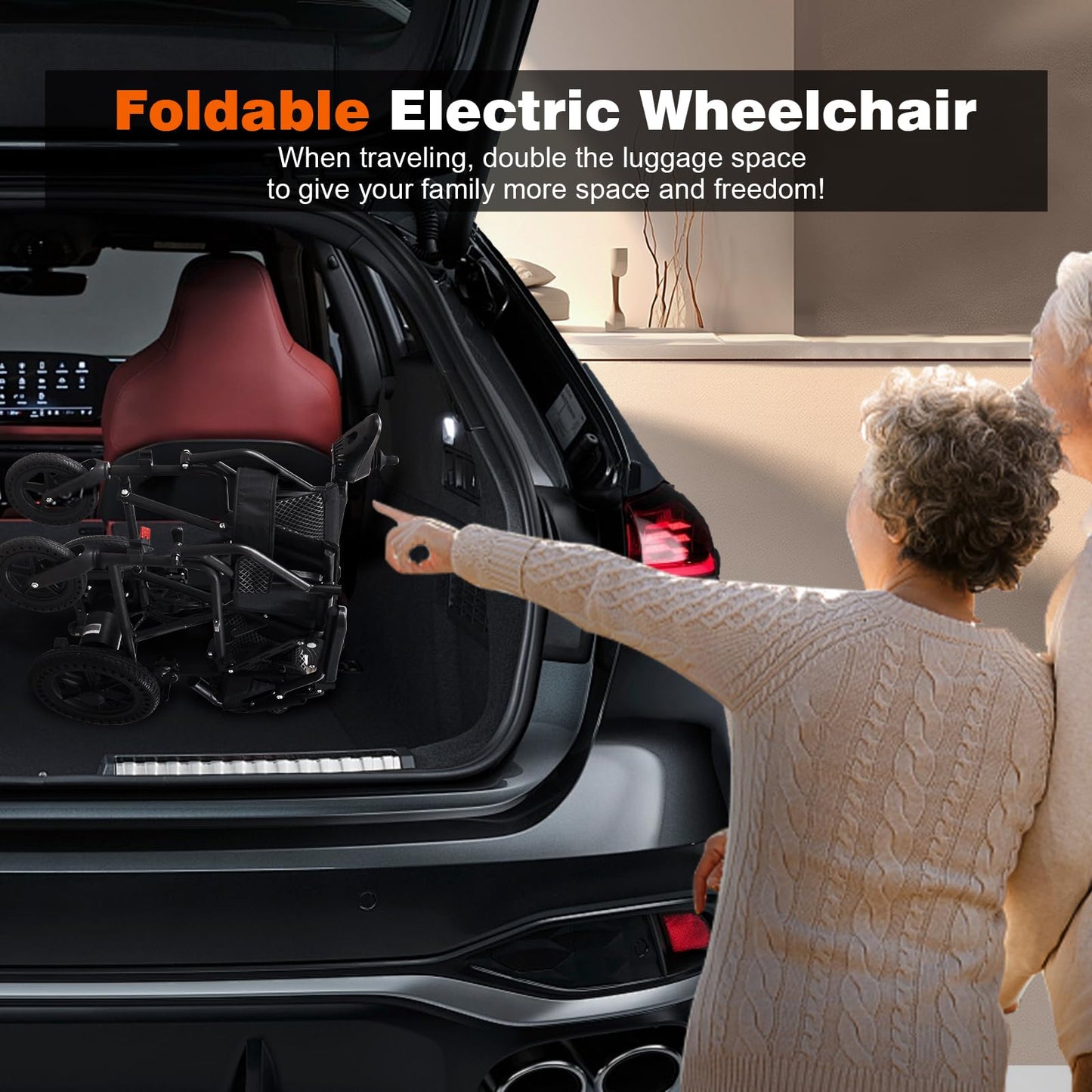 [2026 Upgrade] Hassky Electric Wheelchair for Adults Foldable, 15 Miles Range Motorized Wheelchair, All Terrain Power Wheelchairs for Seniors Supports Up to 350 lbs Black