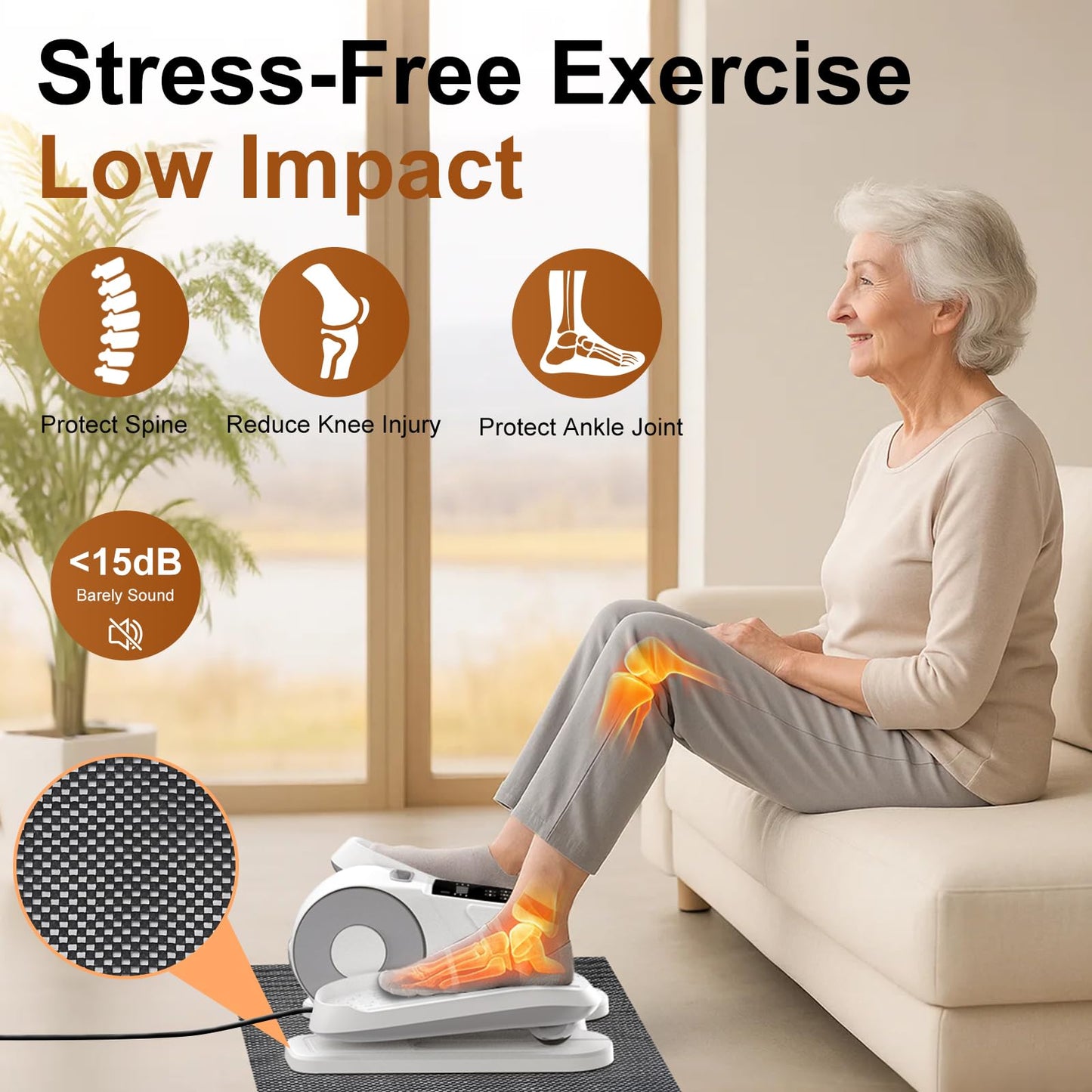 VIVURN® 028 Under Desk Elliptical 12 Speed 5 Modes Motorized Leg Exerciser While Sitting for Seniors As Seen on TV Low Impact Electric Pedal Exerciser with Non-Slip Mat Quiet for Home and Office