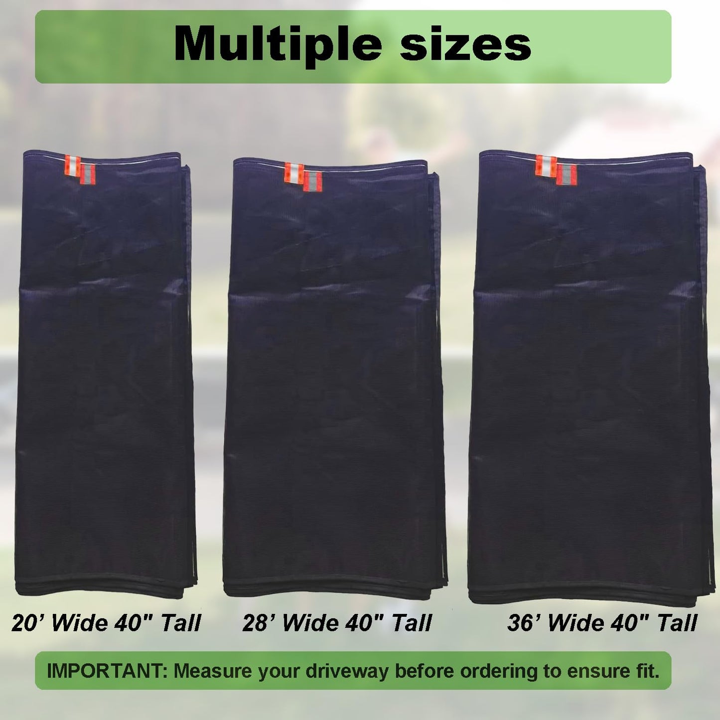 Driveway Net for Kids Safety - LUTICO 28’ Wide 40" Tall Driveway Guard with High Visibility Reflective Tape, Driveway Net to Stop Basketballs from Rolling into Street, Easy to Install（Ebony）