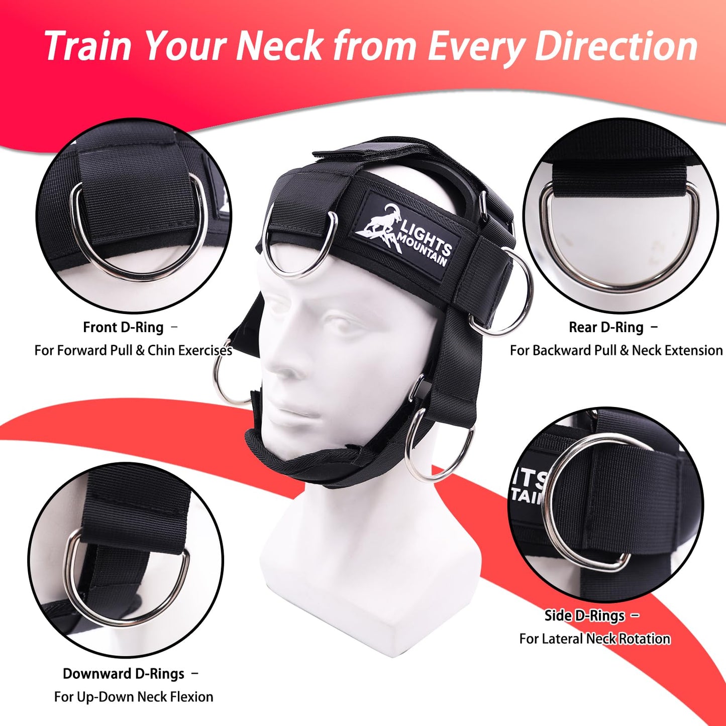 Adjustable Neck Harness with Pulley System & Resistance Bands – Multi-Directional Neck Weight Lifting Training for Strength, Stability & Posture – Padded Head Strap for Athletes & Fitness