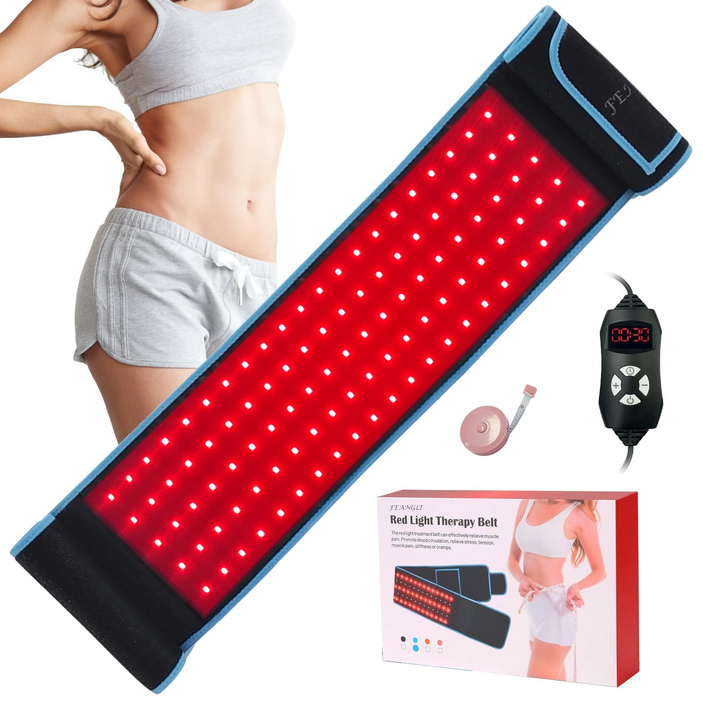 Red Light Therapy Infrared Light Therapy Belt for Body Waist Back Shoulder Leg Knee Muscle Relief, LED 660nm 850nm Wearable Large Red Light Belt with Timer Remote, Ideal Gift for Woman Man