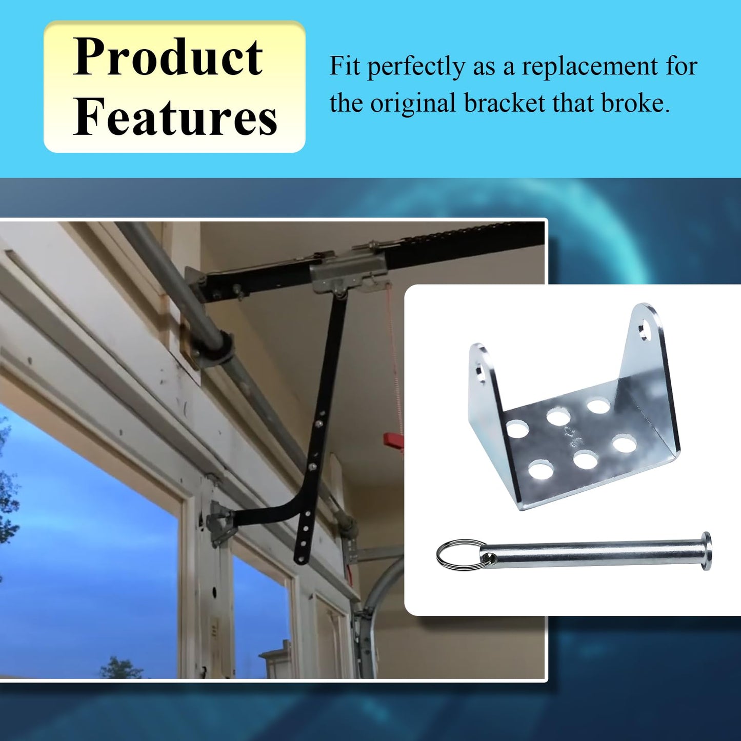 Garage Door Openers 41A4353 Header Bracket W/Clevis Pin, Fit for LiftMaster and Chamberlain, Craftsman Garage Door Openers, Also Known as: B5084, 211797, 062222, 041A4353, 41A4353-1